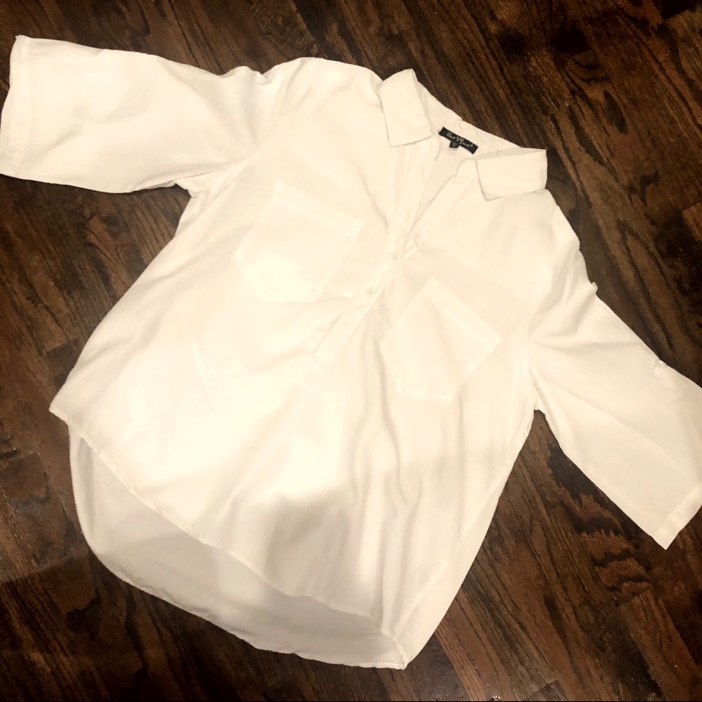 White Cotton Blouse 3/4 Sleeve